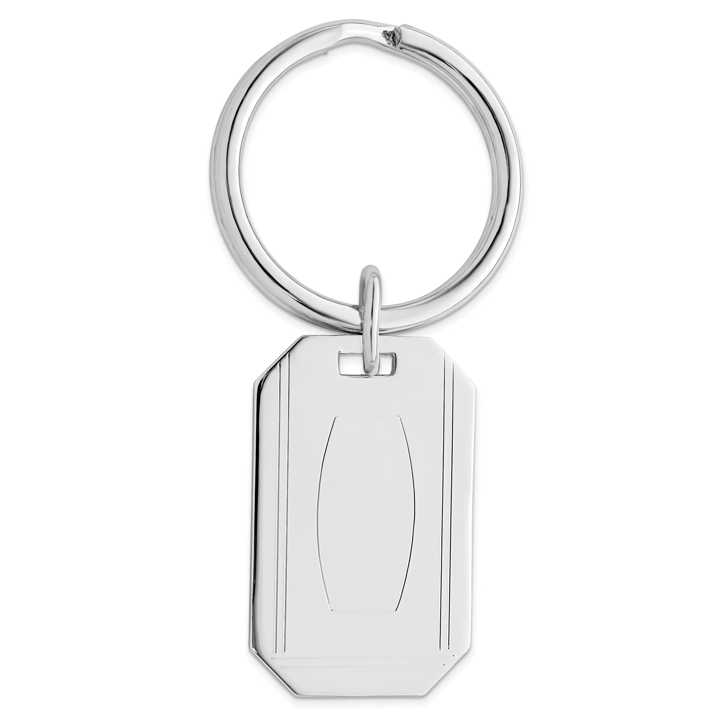 Rhodium Plated with Engraveable Area Key Ring