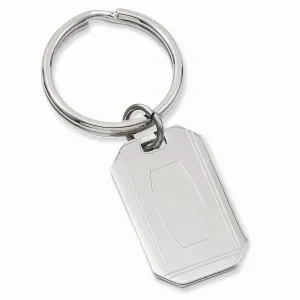 Rhodium Plated with Engraveable Area Key Ring