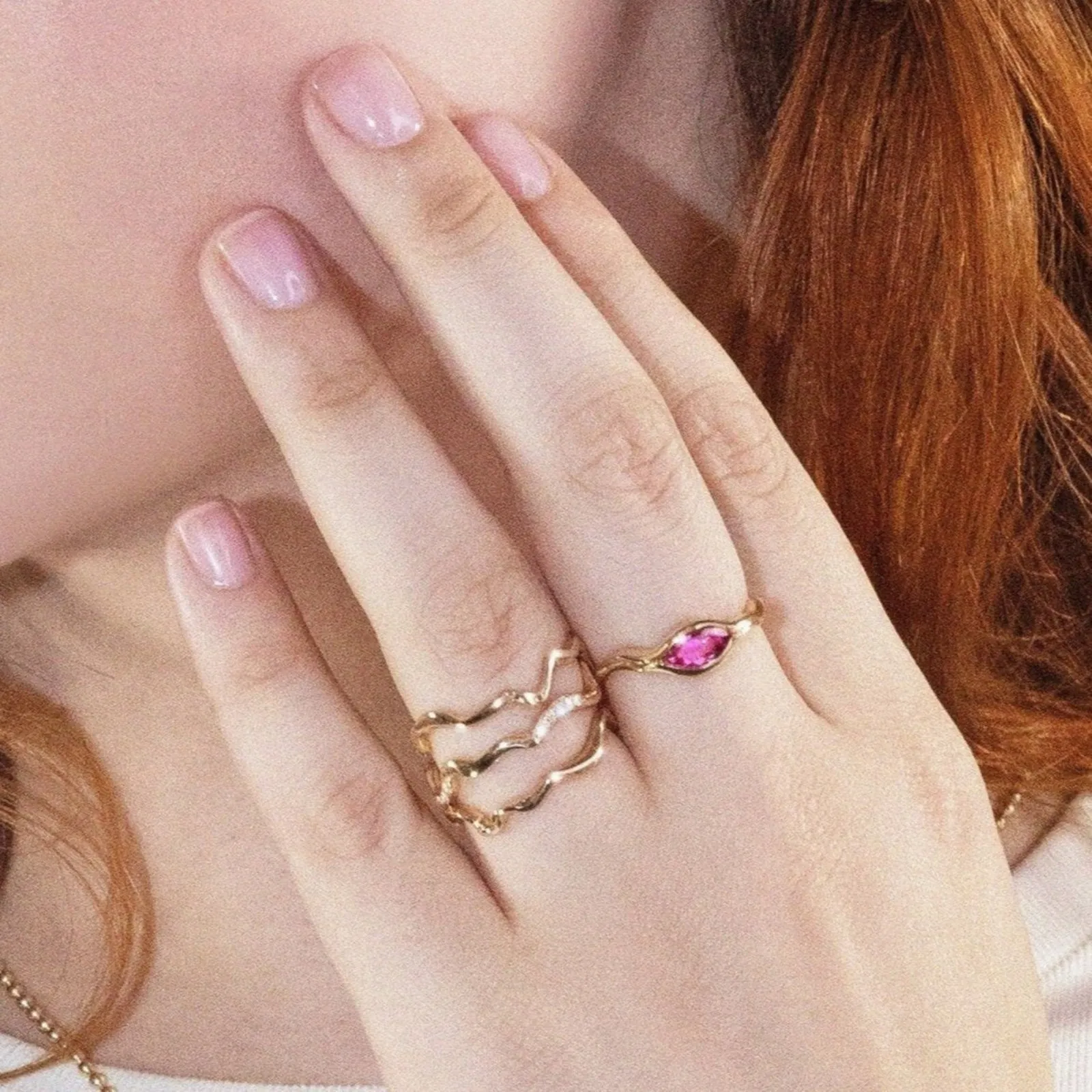 Ripple Ring with Pink Tourmaline