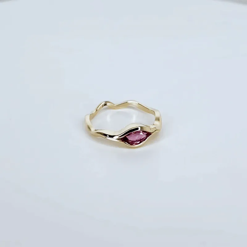 Ripple Ring with Pink Tourmaline