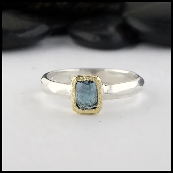 Rose Cut Blue Green Tourmaline Ring