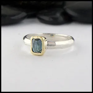 Rose Cut Blue Green Tourmaline Ring
