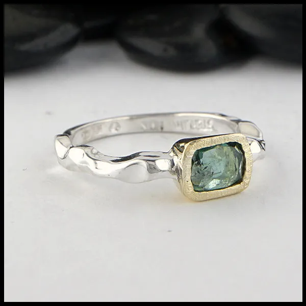 Rose Cut Mint Green Tourmaline Ring