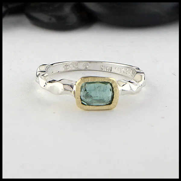 Rose Cut Mint Green Tourmaline Ring