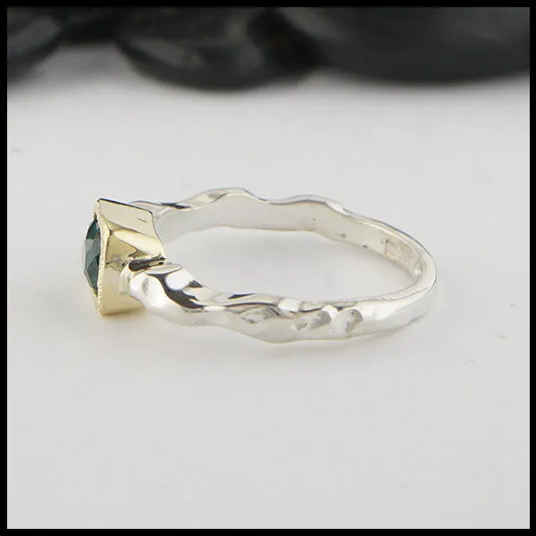 Rose Cut Mint Green Tourmaline Ring