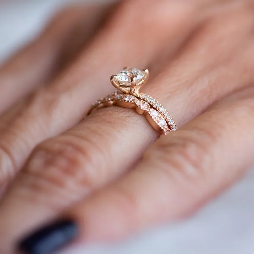 Rose Gold 2.0ct Round Cut Art Deco Bridal Set