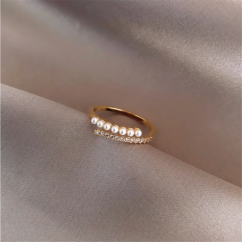 Rose Gold Cubic Zirconia Pearl Adjustment Rings