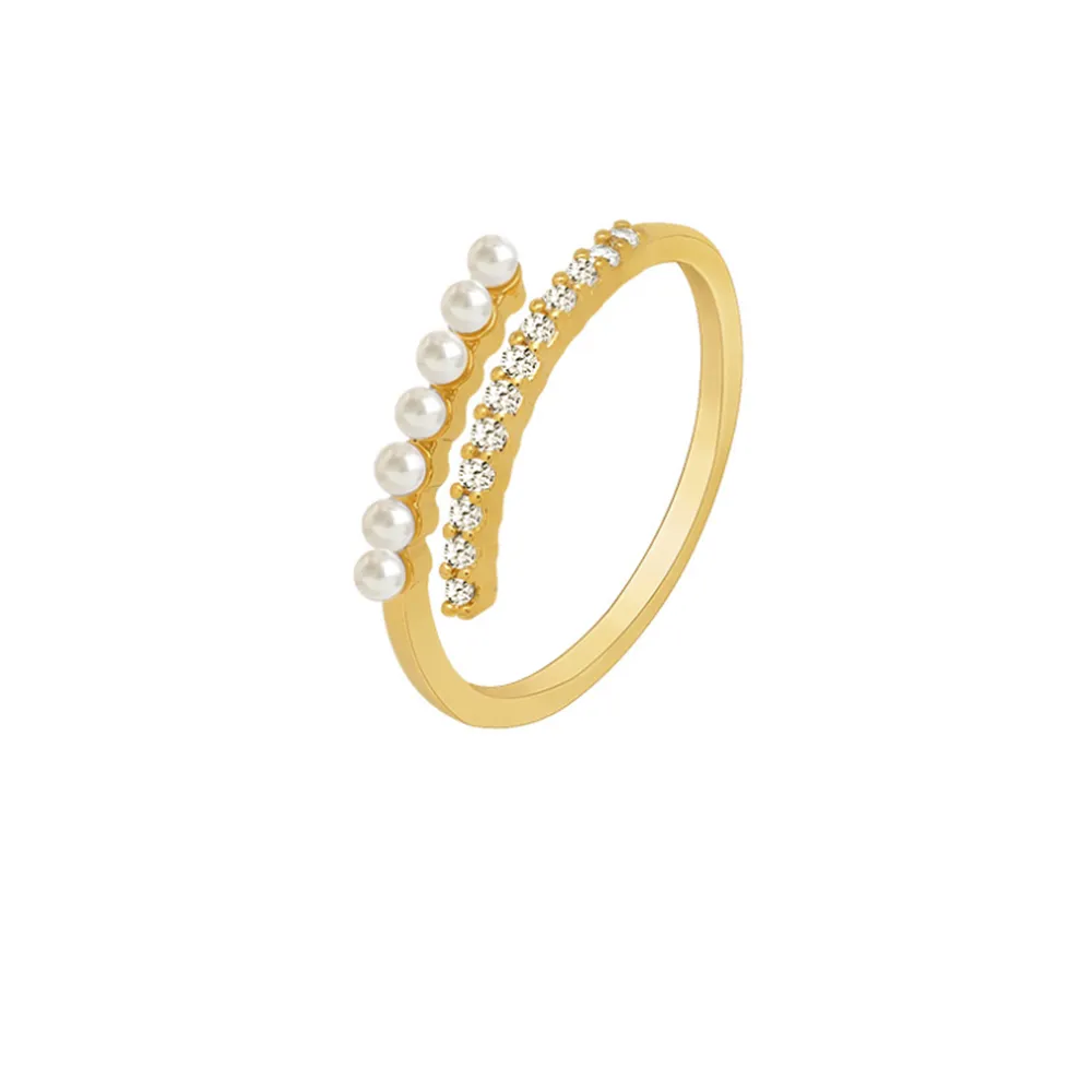 Rose Gold Cubic Zirconia Pearl Adjustment Rings