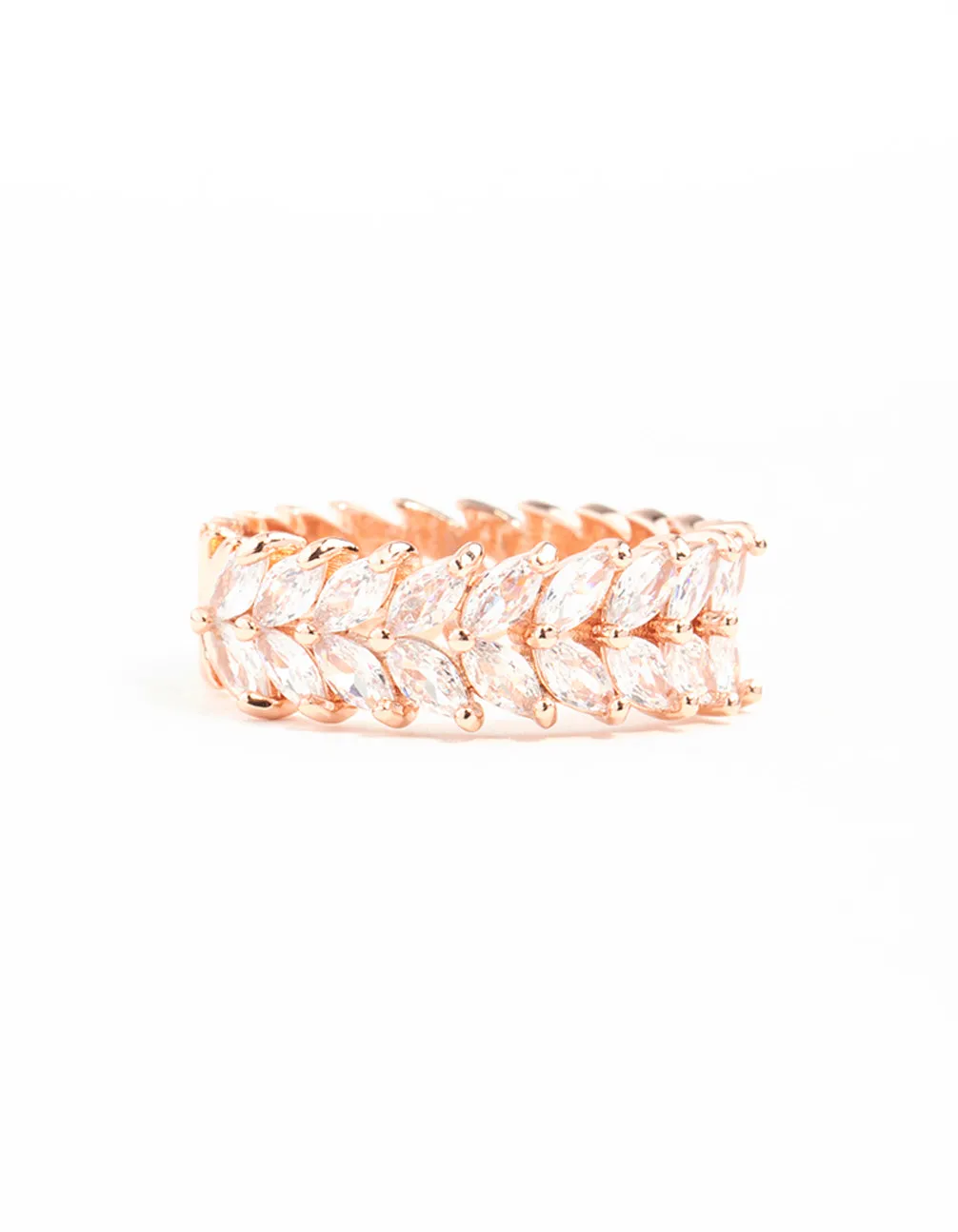 Rose Gold Plated Cubic Zirconia Navette Ring