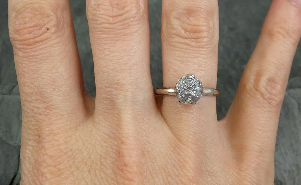 rough diamond engagement ring raw 14k white gold ring wedding diamond solitaire rough diamond ring byangeline 0657 Alternative Engagement
