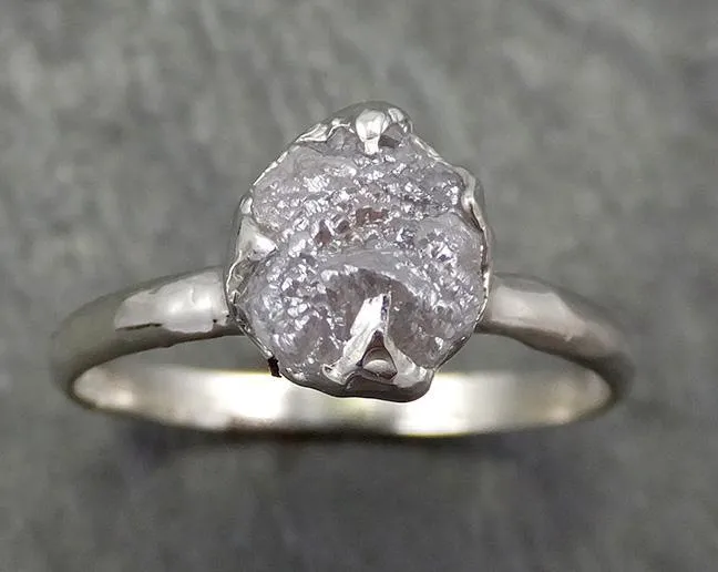 rough diamond engagement ring raw 14k white gold ring wedding diamond solitaire rough diamond ring byangeline 0657 Alternative Engagement