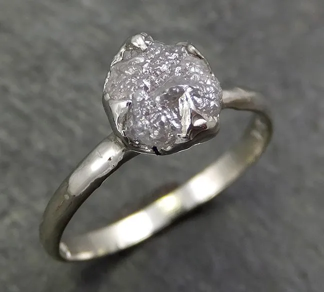 rough diamond engagement ring raw 14k white gold ring wedding diamond solitaire rough diamond ring byangeline 0657 Alternative Engagement