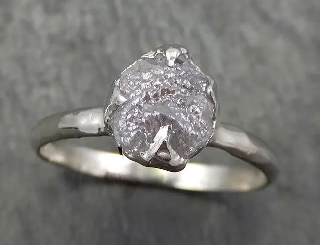 rough diamond engagement ring raw 14k white gold ring wedding diamond solitaire rough diamond ring byangeline 0657 Alternative Engagement