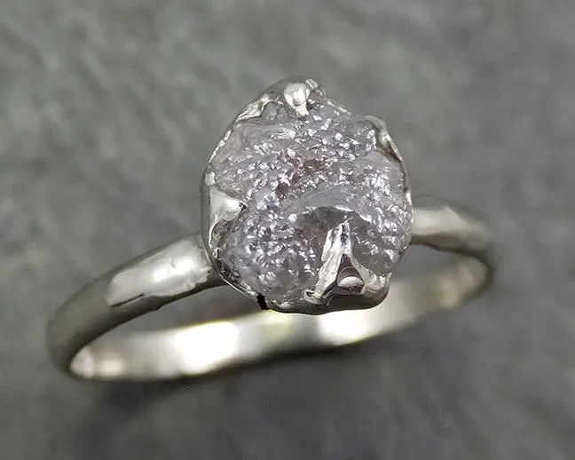 rough diamond engagement ring raw 14k white gold ring wedding diamond solitaire rough diamond ring byangeline 0657 Alternative Engagement