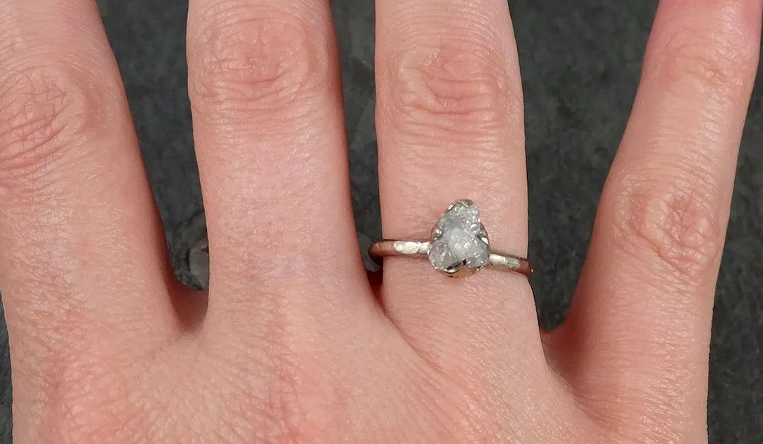 rough diamond engagement ring raw 14k white gold ring wedding diamond solitaire rough diamond ring byangeline 1111 Alternative Engagement