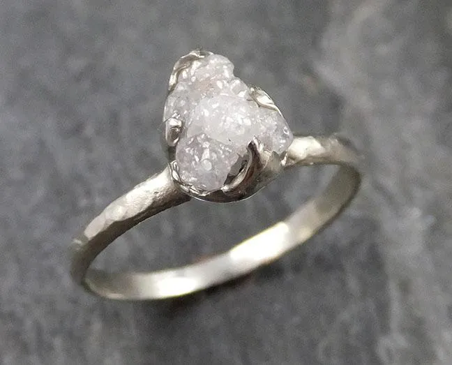 rough diamond engagement ring raw 14k white gold ring wedding diamond solitaire rough diamond ring byangeline 1111 Alternative Engagement