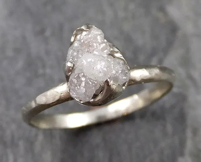 rough diamond engagement ring raw 14k white gold ring wedding diamond solitaire rough diamond ring byangeline 1111 Alternative Engagement