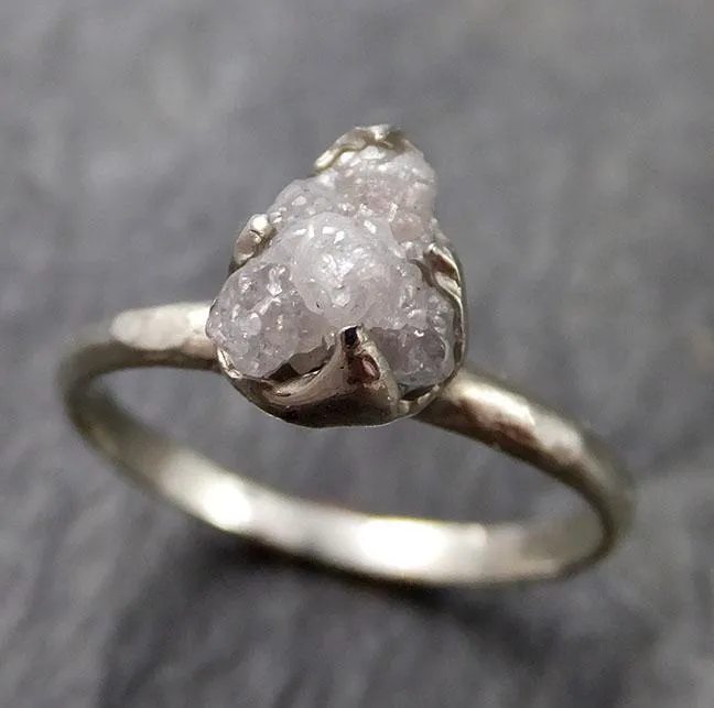rough diamond engagement ring raw 14k white gold ring wedding diamond solitaire rough diamond ring byangeline 1111 Alternative Engagement