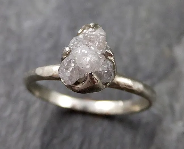 rough diamond engagement ring raw 14k white gold ring wedding diamond solitaire rough diamond ring byangeline 1111 Alternative Engagement