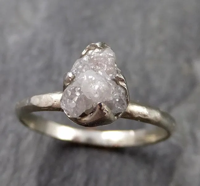 rough diamond engagement ring raw 14k white gold ring wedding diamond solitaire rough diamond ring byangeline 1111 Alternative Engagement