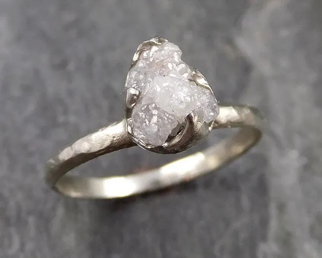 rough diamond engagement ring raw 14k white gold ring wedding diamond solitaire rough diamond ring byangeline 1111 Alternative Engagement