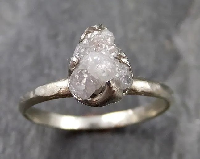 rough diamond engagement ring raw 14k white gold ring wedding diamond solitaire rough diamond ring byangeline 1111 Alternative Engagement