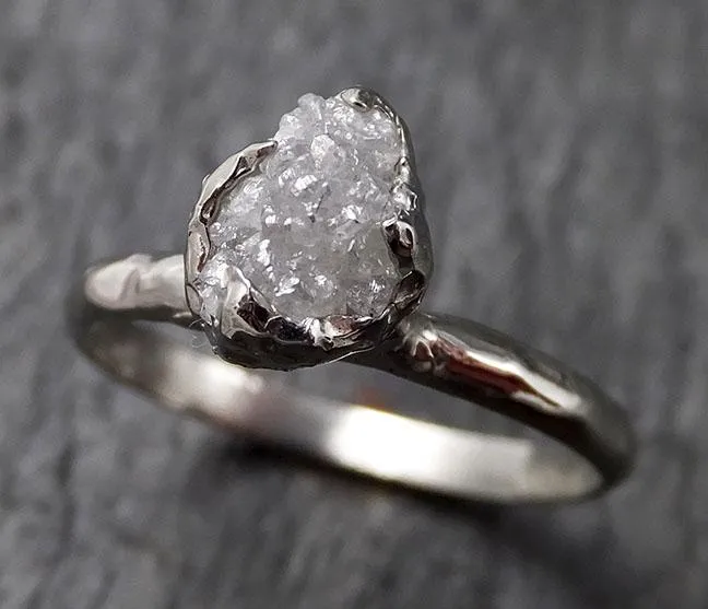 rough diamond engagement ring raw 14k white gold ring wedding diamond solitaire rough diamond ring byangeline 1371 Alternative Engagement