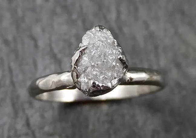 rough diamond engagement ring raw 14k white gold ring wedding diamond solitaire rough diamond ring byangeline 1371 Alternative Engagement