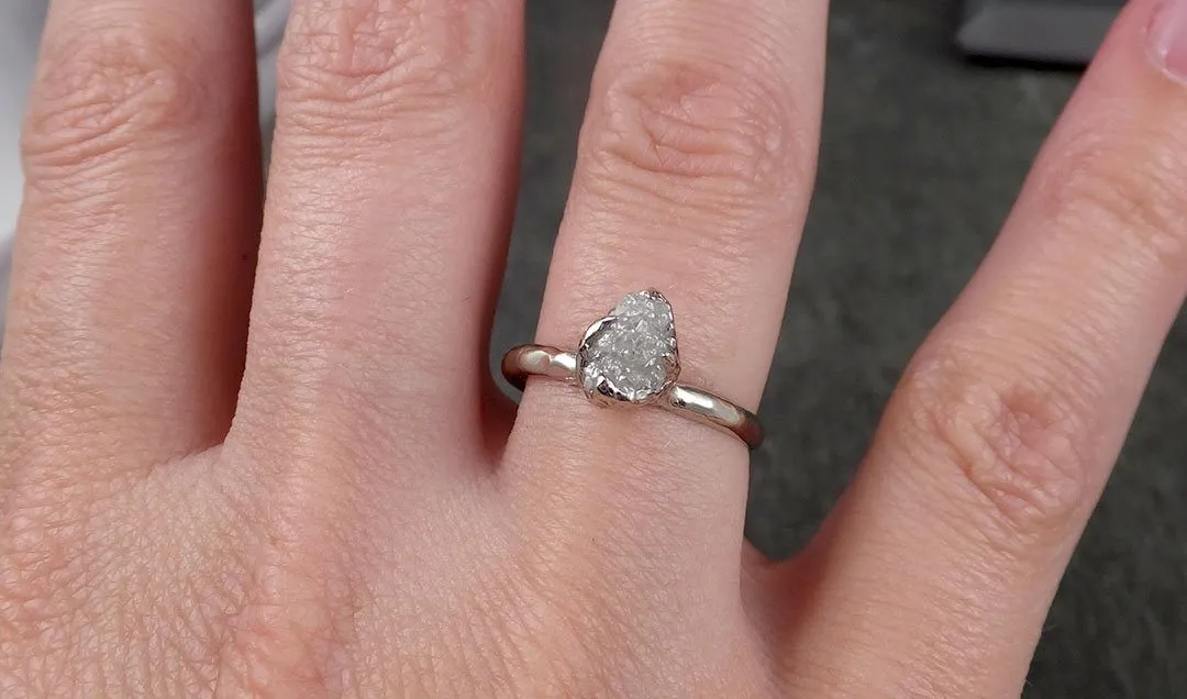 rough diamond engagement ring raw 14k white gold ring wedding diamond solitaire rough diamond ring byangeline 1371 Alternative Engagement