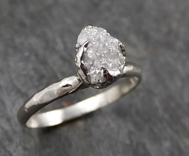 rough diamond engagement ring raw 14k white gold ring wedding diamond solitaire rough diamond ring byangeline 1371 Alternative Engagement