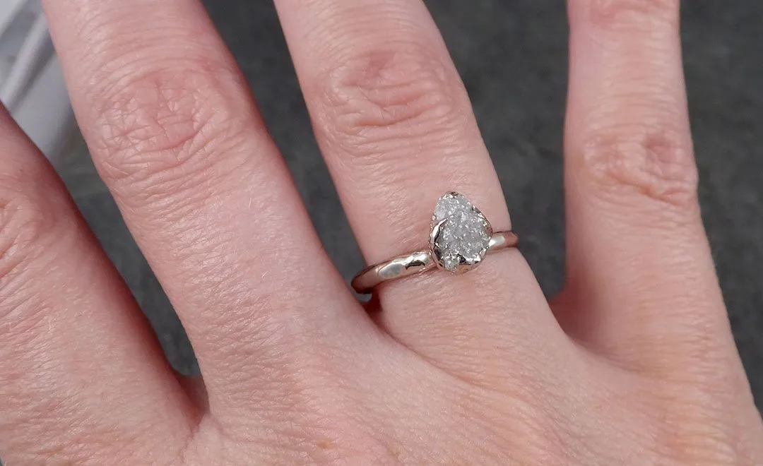 rough diamond engagement ring raw 14k white gold ring wedding diamond solitaire rough diamond ring byangeline 1371 Alternative Engagement