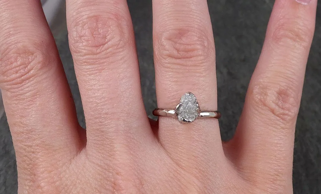rough diamond engagement ring raw 14k white gold ring wedding diamond solitaire rough diamond ring byangeline 1371 Alternative Engagement