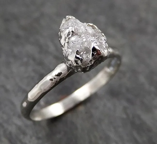 rough diamond engagement ring raw 14k white gold ring wedding diamond solitaire rough diamond ring byangeline 1372 Alternative Engagement