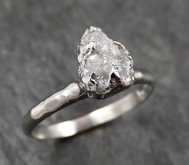 rough diamond engagement ring raw 14k white gold ring wedding diamond solitaire rough diamond ring byangeline 1372 Alternative Engagement