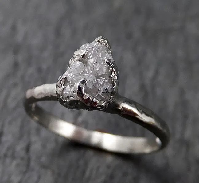 rough diamond engagement ring raw 14k white gold ring wedding diamond solitaire rough diamond ring byangeline 1372 Alternative Engagement