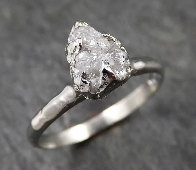 rough diamond engagement ring raw 14k white gold ring wedding diamond solitaire rough diamond ring byangeline 1372 Alternative Engagement