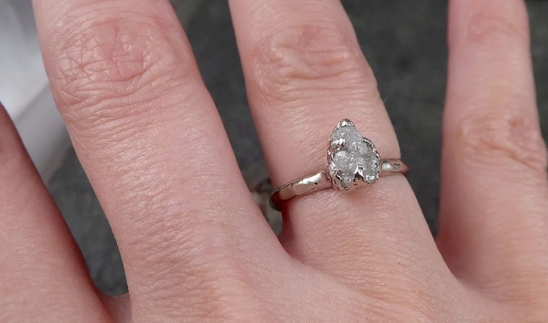 rough diamond engagement ring raw 14k white gold ring wedding diamond solitaire rough diamond ring byangeline 1372 Alternative Engagement
