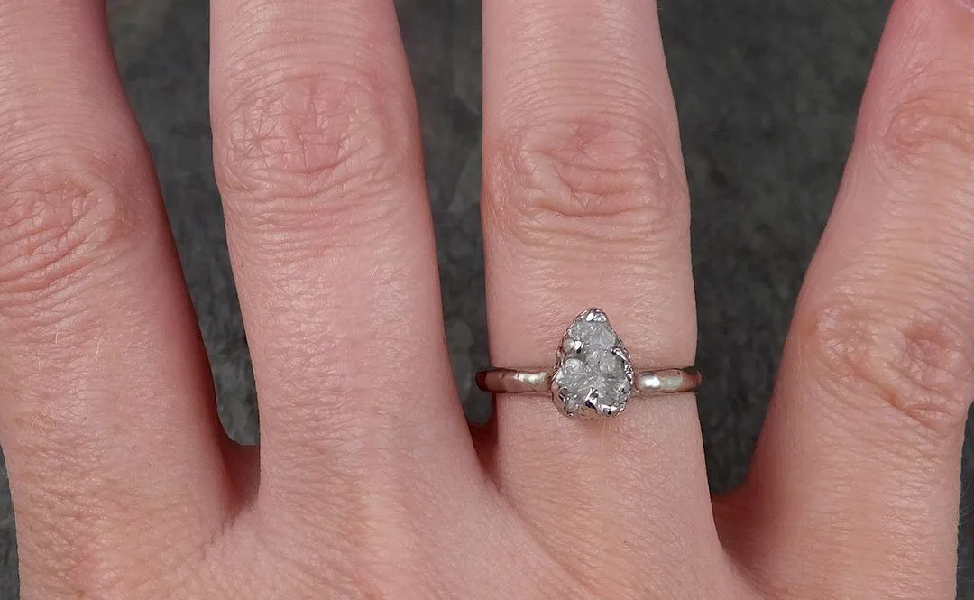 rough diamond engagement ring raw 14k white gold ring wedding diamond solitaire rough diamond ring byangeline 1372 Alternative Engagement