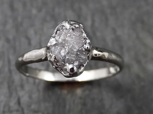 rough diamond engagement ring raw 14k white gold ring wedding diamond solitaire rough diamond ring byangeline 1373 Alternative Engagement