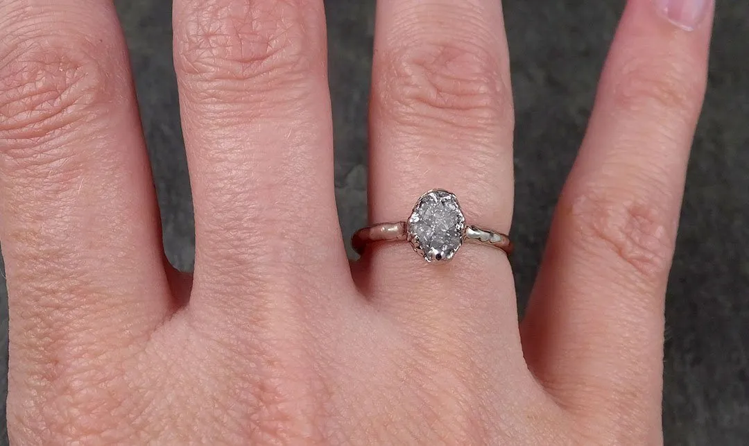rough diamond engagement ring raw 14k white gold ring wedding diamond solitaire rough diamond ring byangeline 1373 Alternative Engagement
