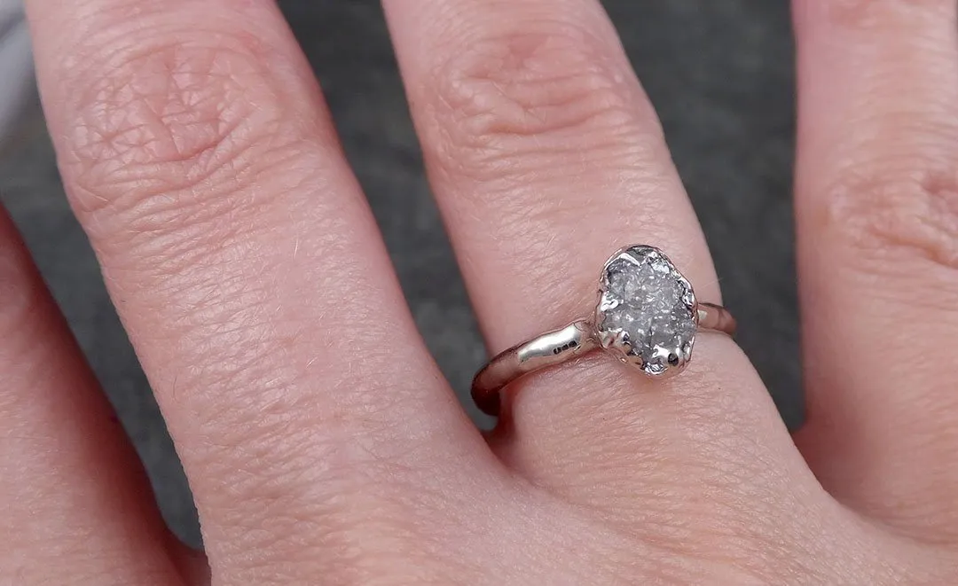 rough diamond engagement ring raw 14k white gold ring wedding diamond solitaire rough diamond ring byangeline 1373 Alternative Engagement