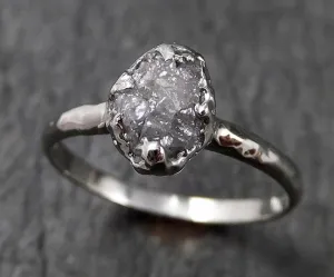 rough diamond engagement ring raw 14k white gold ring wedding diamond solitaire rough diamond ring byangeline 1373 Alternative Engagement
