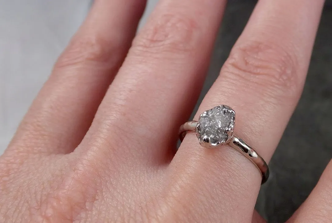 rough diamond engagement ring raw 14k white gold ring wedding diamond solitaire rough diamond ring byangeline 1373 Alternative Engagement