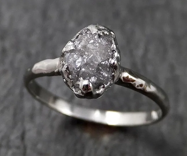 rough diamond engagement ring raw 14k white gold ring wedding diamond solitaire rough diamond ring byangeline 1373 Alternative Engagement