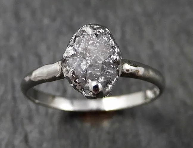 rough diamond engagement ring raw 14k white gold ring wedding diamond solitaire rough diamond ring byangeline 1373 Alternative Engagement