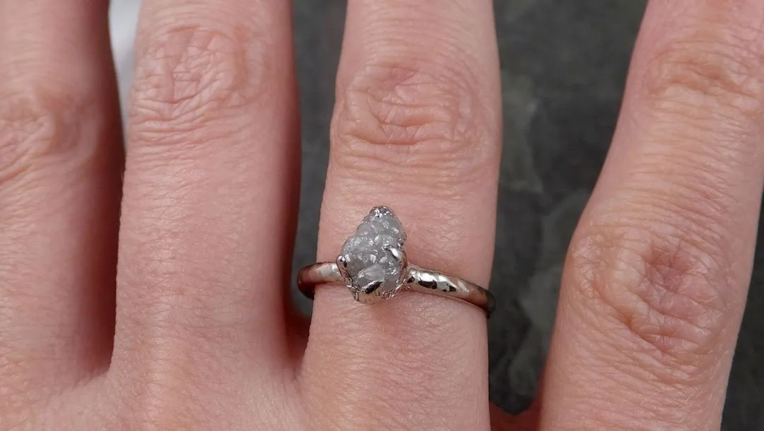 rough diamond engagement ring raw 14k white gold ring wedding diamond solitaire rough diamond ring byangeline 1375 Alternative Engagement