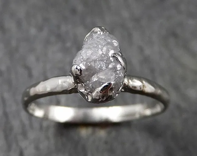 rough diamond engagement ring raw 14k white gold ring wedding diamond solitaire rough diamond ring byangeline 1375 Alternative Engagement