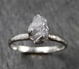 rough diamond engagement ring raw 14k white gold ring wedding diamond solitaire rough diamond ring byangeline 1375 Alternative Engagement