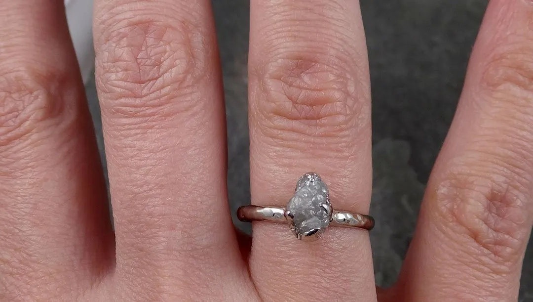 rough diamond engagement ring raw 14k white gold ring wedding diamond solitaire rough diamond ring byangeline 1375 Alternative Engagement
