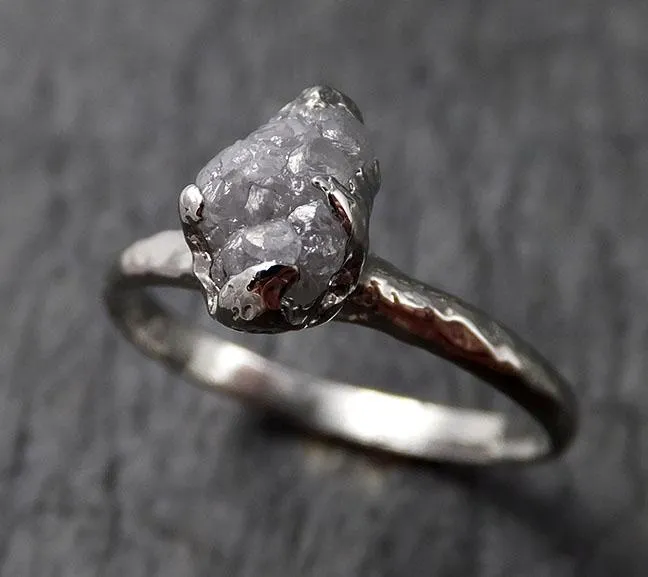 rough diamond engagement ring raw 14k white gold ring wedding diamond solitaire rough diamond ring byangeline 1375 Alternative Engagement